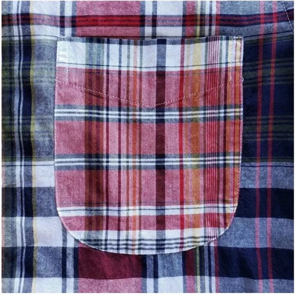 J. Crew Men's Red and Blue Plaid Button Down Shirt